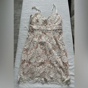 Toni nude lace mini dress